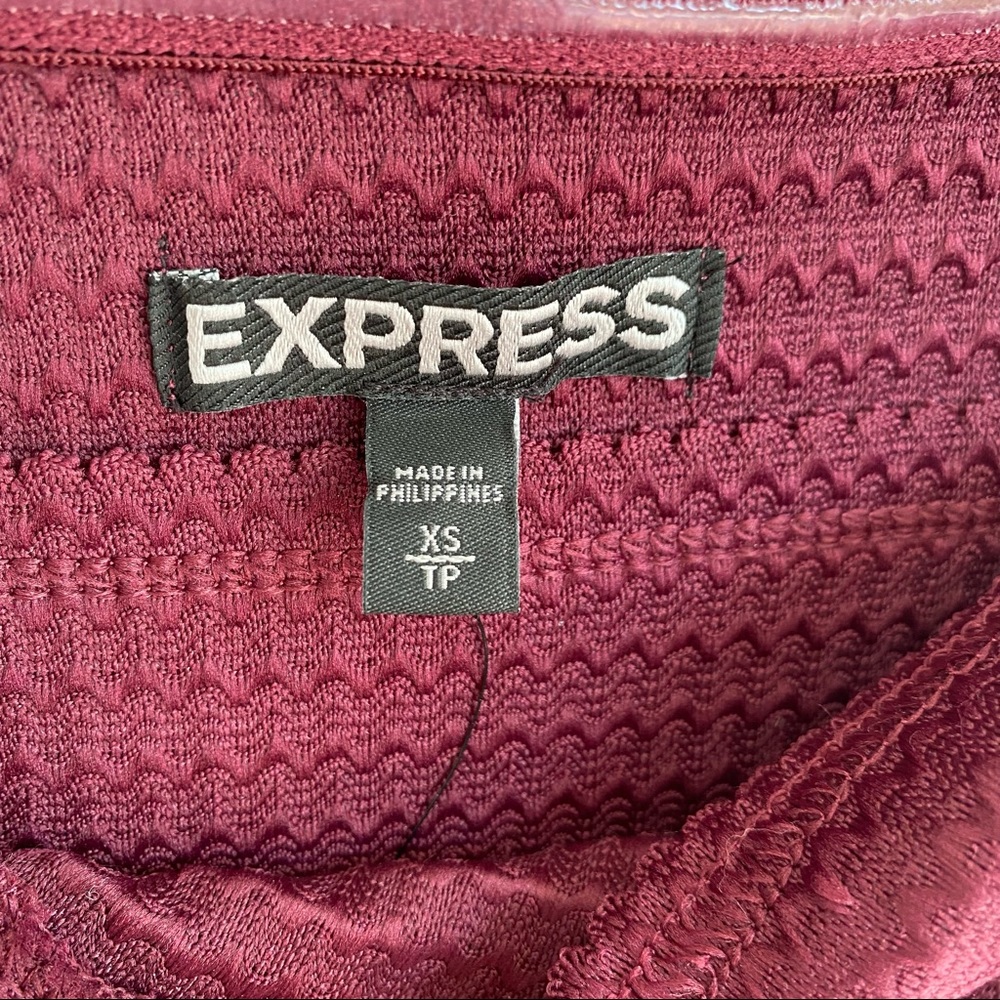 EXPRESS Burgundy Sleeveless Fit & Flare Dress - Picture 3 of 7